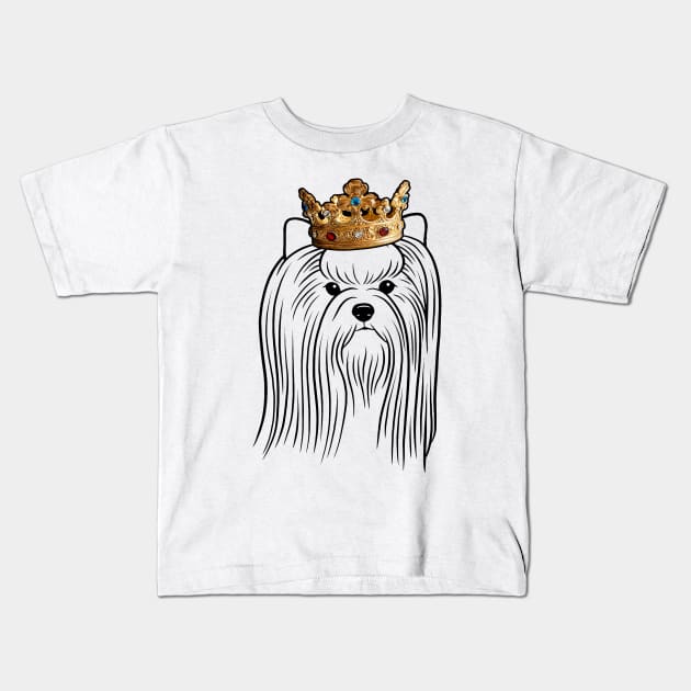 Biewer Terrier Dog King Queen Wearing Crown Kids T-Shirt by millersye